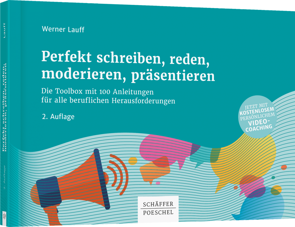 Abbildung vom Buch "Perfekt schreiben, reden, moderieren, präsentieren", in dem mehr zum Thema einen Vortrag perfekt abzuschließen enthalten ist